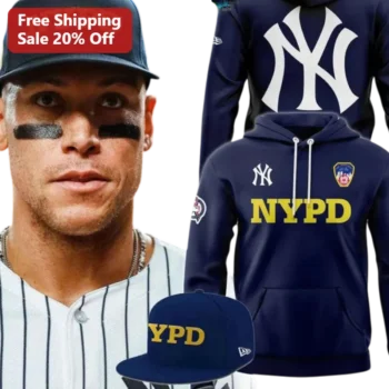 NYPD Hoodie Aaron Judge New York Yankees Police Union Gift Navy Blue Sweatshirt available at our Miami, Florida warehouse