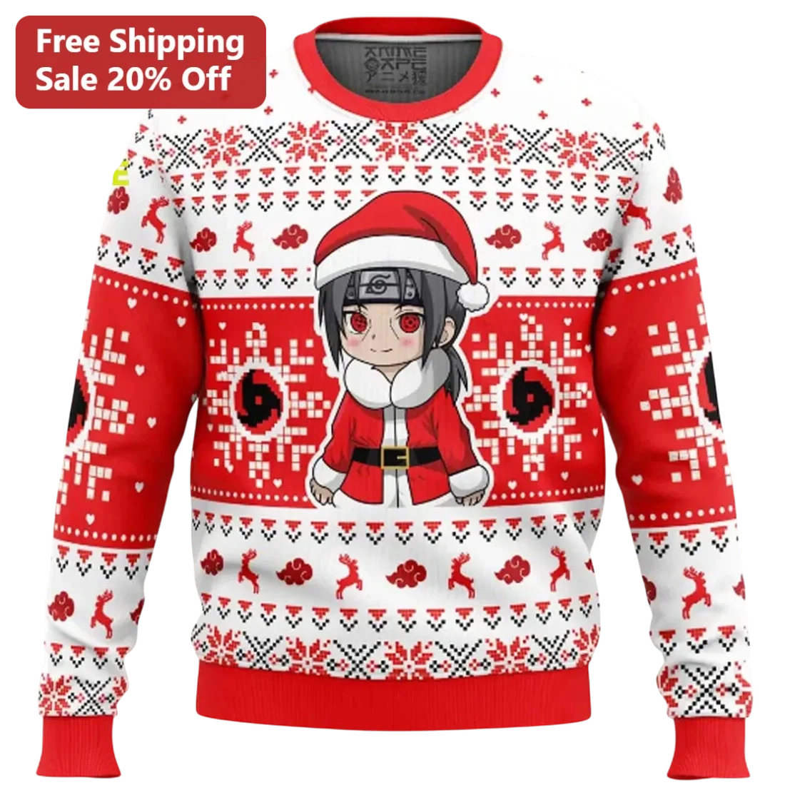 Itachi Uchiha Sweater Chibi Santa Akatsuki Cloud Anime Ugly Christmas Sweater Gift for Naruto Fans available at our Miami, Florida warehouse
