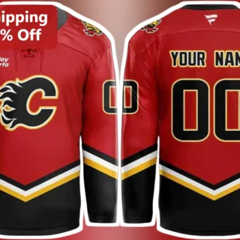 Play Alberta Jersey Custom Name Personalized Hockey Fan Gear Red Calgary Flames Style available at our Miami, Florida warehouse