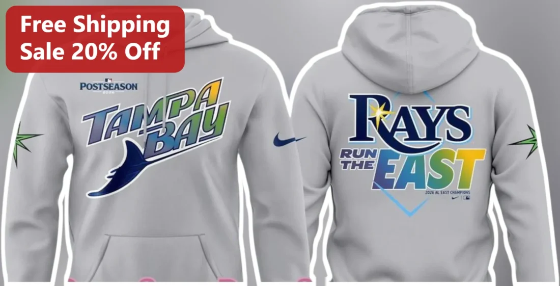 Tampa Bay Rays Run The East Hoodie MLB Fan Apparel available at our Miami, Florida warehouse