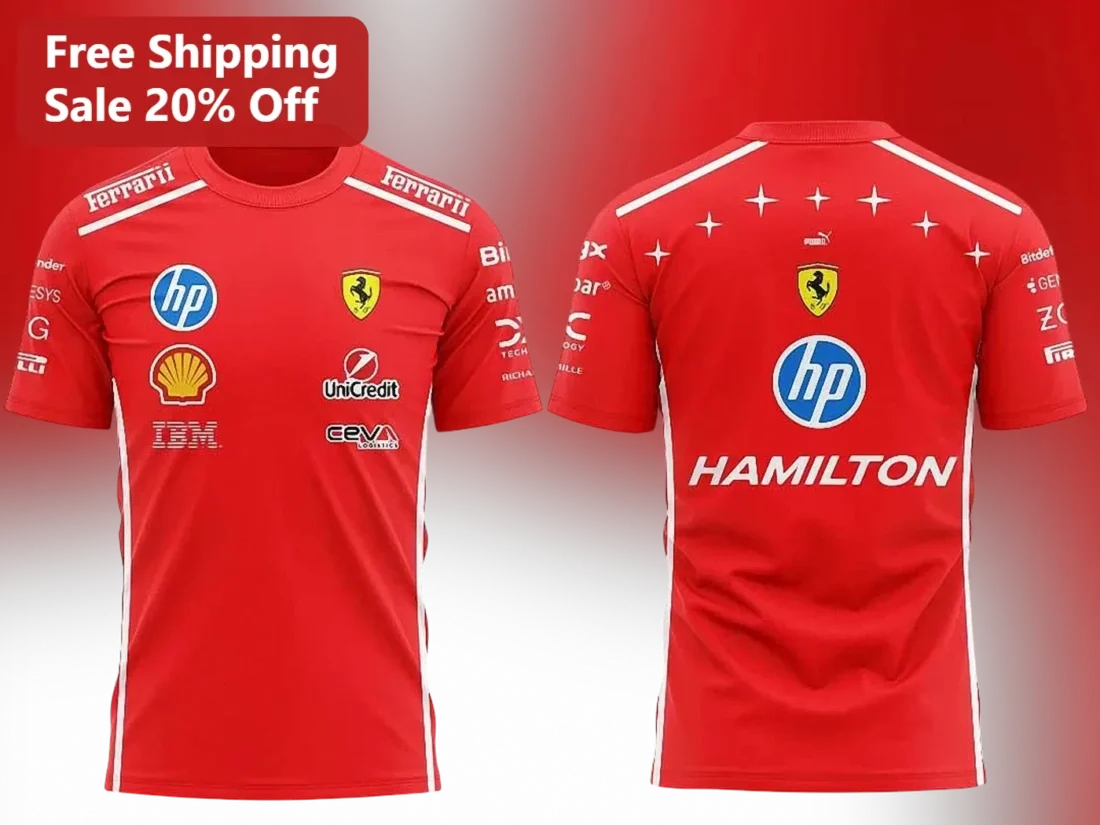 Lewis Hamilton Ferrari Jersey 2026 Scuderia F1 Racing Shirt Gift for Men Women available at our Miami, Florida warehouse