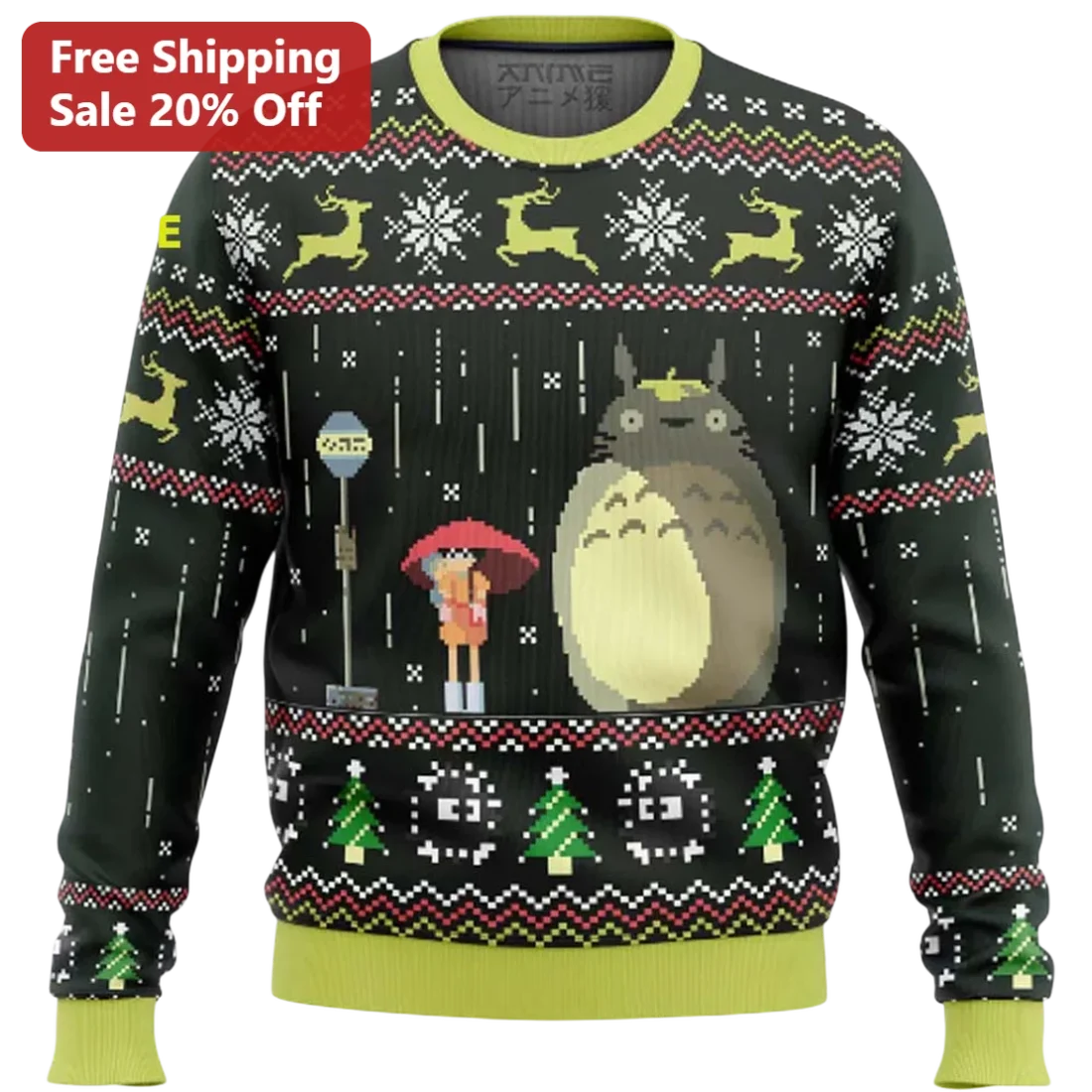 Totoro Sweater My Neighbor Totoro Ugly Christmas Sweater Pixel Art Anime Holiday Gift for Studio Ghi available at our Miami, Florida warehouse