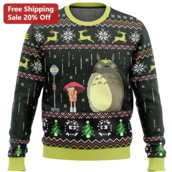 Totoro Sweater My Neighbor Totoro Ugly Christmas Sweater Pixel Art Anime Holiday Gift for Studio Ghi available at our Miami, Florida warehouse