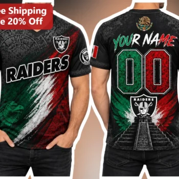 Raiders Vintage Throwback Las Vegas NFL Fan Graphic Tee Custom Name Number Gift available at our Miami, Florida warehouse