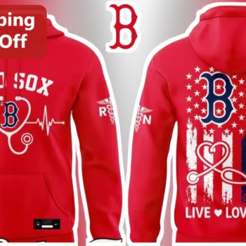 Red Sox Live Love Heal Hoodie Boston Baseball Nurse Healthcare Worker Gift available at our Miami, Florida warehouse