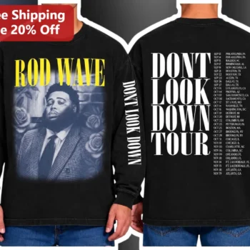 Rod Wave Don't Look Down Tour Long Sleeve Tee available at our Miami, Florida warehouse