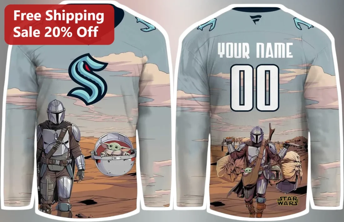 Star Wars The Mandalorian Grogu Hockey Jersey Custom Name Number Fan Gear available at our Miami, Florida warehouse