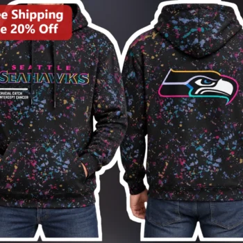 Seattle Seahawks Crucial Catch Intercept Cancer Awareness Pullover Hoodie available at our Miami, Florida warehouse