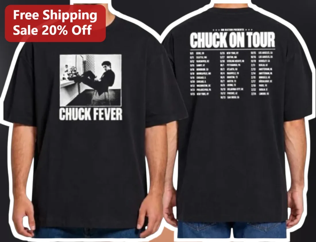 Chuck Fever Chuck On Tour Graphic Tee House Music DJ Merch available at our Miami, Florida warehouse
