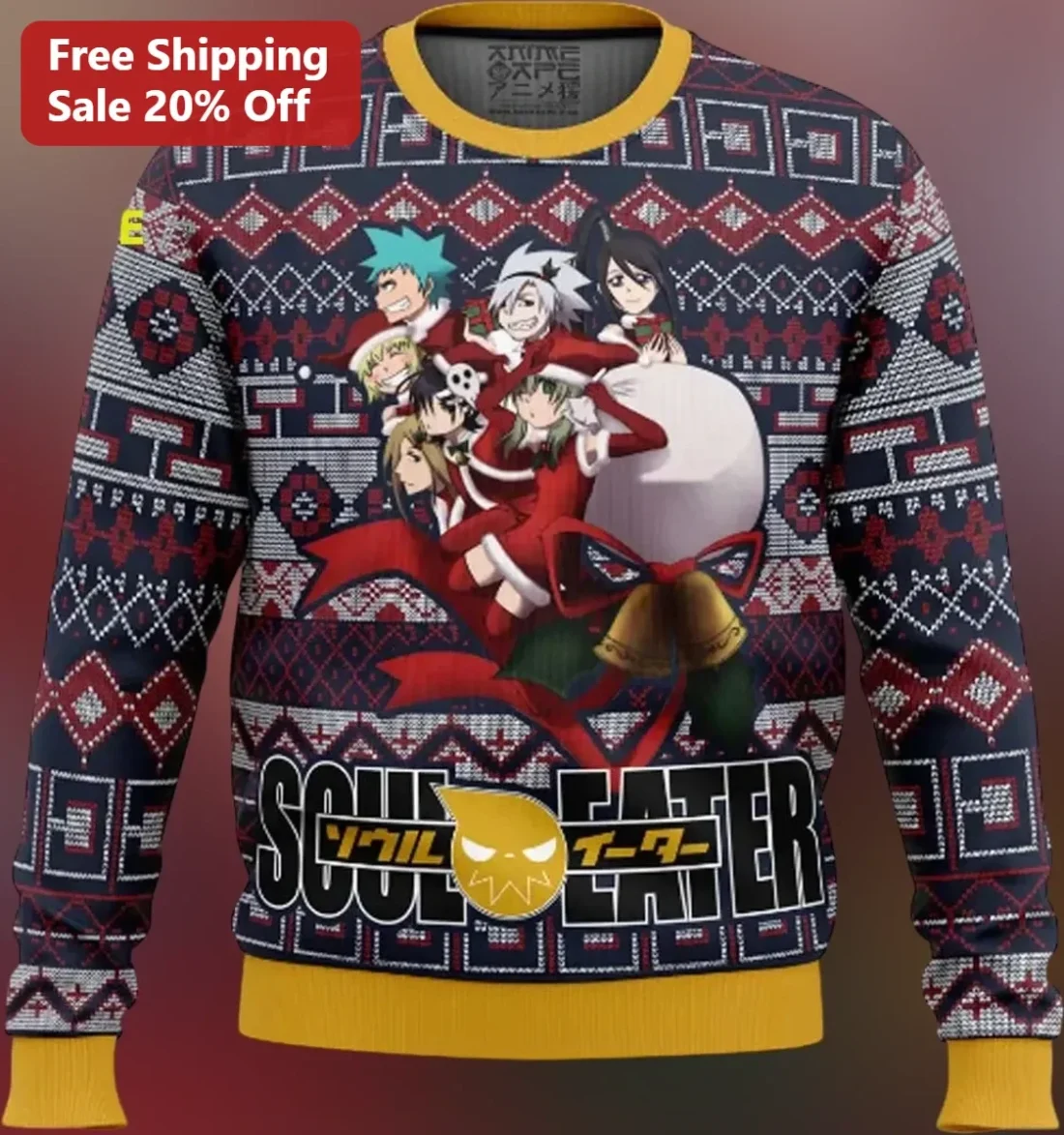 Soul Eater Anime Christmas Ugly Sweater Sweatshirt Holiday Gift available at our Miami, Florida warehouse