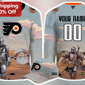Star Wars Jersey The Mandalorian Grogu Philadelphia Flyers Hockey Style Custom Name Number Gift available at our Miami, Florida warehouse