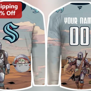 Star Wars The Mandalorian Grogu Hockey Jersey Custom Name Number Fan Gear available at our Miami, Florida warehouse