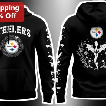Steelers Hoodie Steelers Dragon Motif Gothic Pullover for Men Women NFL Fan Gear available at our Miami, Florida warehouse