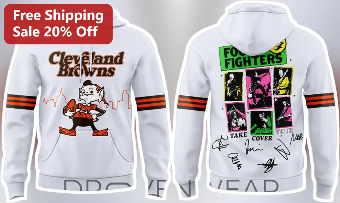 Cleveland Browns Foo Fighters Take Cover Tour Hoodie NFL Rock Band Merch Gift available at our Miami, Florida warehouse