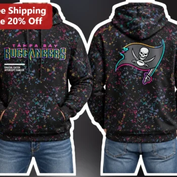 Tampa Bay Buccaneers Crucial Catch Intercept Cancer Hoodie Retro Neon NFL Fan Gear available at our Miami, Florida warehouse