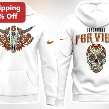 Texas Longhorns Por Vida Hoodie Hispanic Heritage Sugar Skull UT Austin Fan Apparel available at our Miami, Florida warehouse