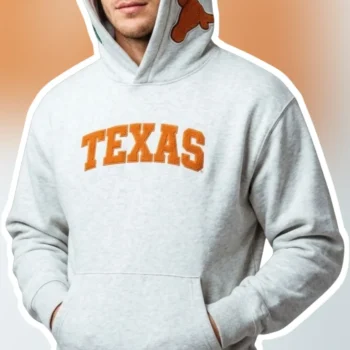 Texas Longhorns Pullover Hoodie Collegiate Chenille Lettering UT Austin Fan Gear available at our Miami, Florida warehouse