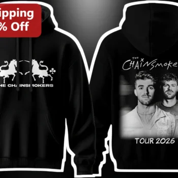 The Chainsmokers Tour 2026 Hoodie Black Pullover Concert Merch for Men Women available at our Miami, Florida warehouse