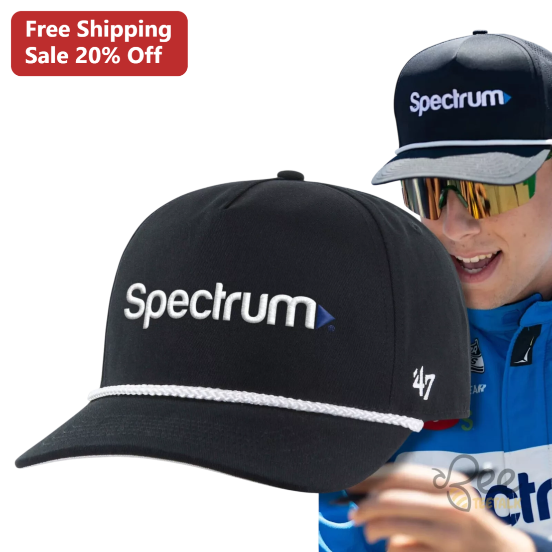 Spectrum 47 Hat Black Snapback Embroidered Logo Cap Sporty Fan Gear available at our Miami, Florida warehouse