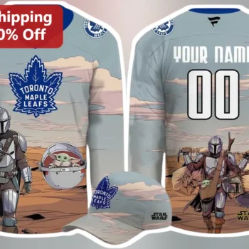 Toronto Maple Leafs Star Wars Jersey The Mandalorian Grogu Custom Name Number Hockey Fan Apparel available at our Miami, Florida warehouse