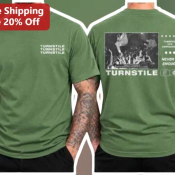 Turnstile Never Enough Tee Hardcore Punk Band Merch Graphic Shirt available at our Miami, Florida warehouse