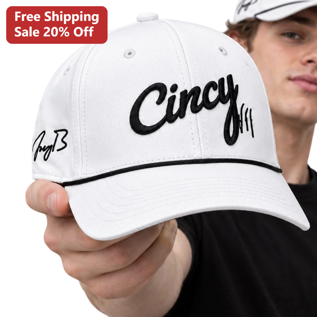Cincy Hat White Baseball Cap Embroidered Cincinnati Ohio City Pride Gift available at our Miami, Florida warehouse