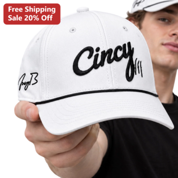 Cincy Hat White Baseball Cap Embroidered Cincinnati Ohio City Pride Gift available at our Miami, Florida warehouse