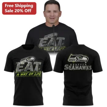 Seattle Seahawks Tee EAT A WAY OF LIFE Grunge Distressed NFL Fan Apparel Game Day Shirt available at our Miami, Florida warehouse