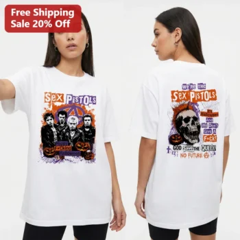Sex Pistols Halloween Tee, Punk Rock Band Graphic Shirt, God Save The Queen Music Lover Gift available at our Miami, Florida warehouse