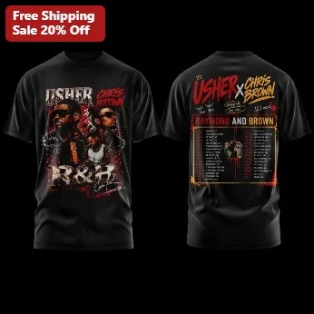 Usher X Chris Brown R&B Tour Graphic Tee Fan Merch Apparel available at our Miami, Florida warehouse