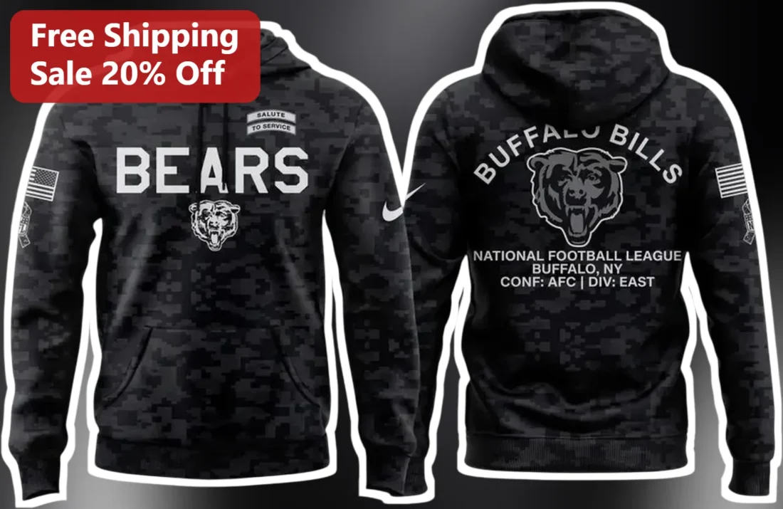 Bears Buffalo Bills NFL Salute to Service Camo Hoodie available at our Miami, Florida warehouse