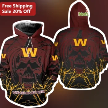 Washington Huskies Halloween Skull Pumpkin Hoodie Maroon Spooky College Football Fan Gear available at our Miami, Florida warehouse