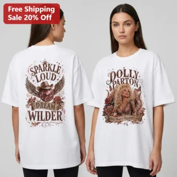 Sparkle Loud Dream Wilder Dolly Parton Wild Heart Rhinestone Soul Tee, Western Glam Country Music Fa available at our Miami, Florida warehouse