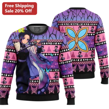 Shinobu Kocho Demon Slayer Ugly Christmas Sweatshirt Insect Hashira Anime Holiday Crewneck available at our Miami, Florida warehouse