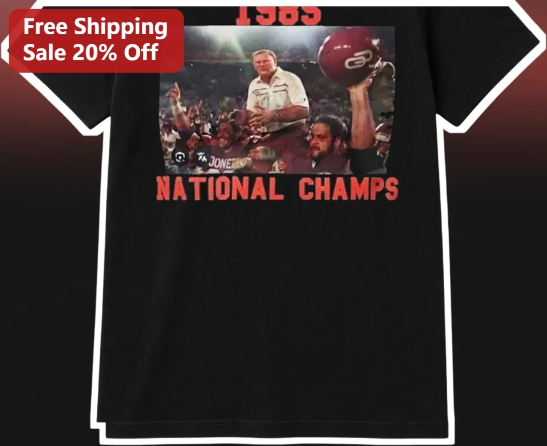 1985 National Champs Oklahoma Sooners Vintage Football Tee available at our Miami, Florida warehouse