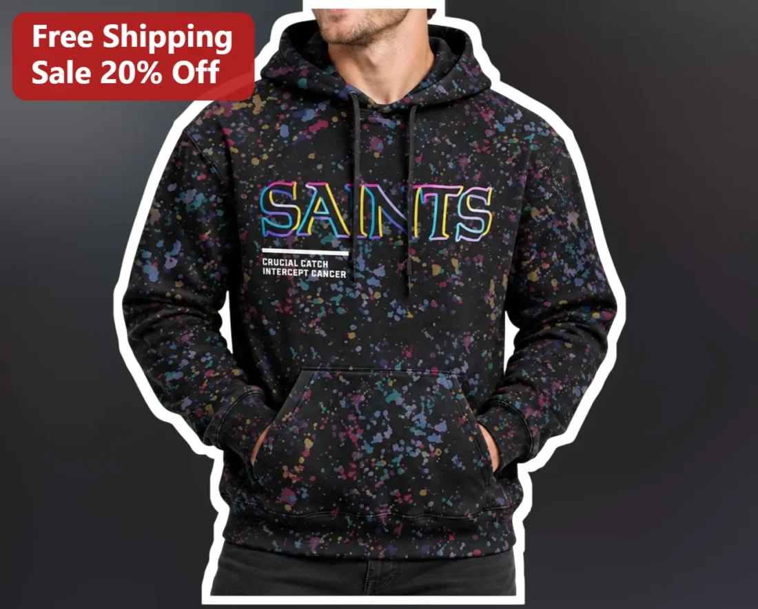 Saints Crucial Catch Intercept Cancer Hoodie New Orleans NFL Awareness Gift available at our Miami, Florida warehouse