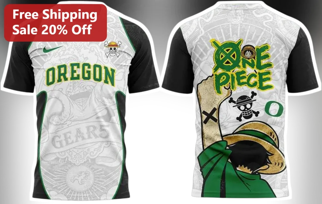 Oregon Gear 5 One Piece Monkey D Luffy Anime Mashup Graphic Tee available at our Miami, Florida warehouse