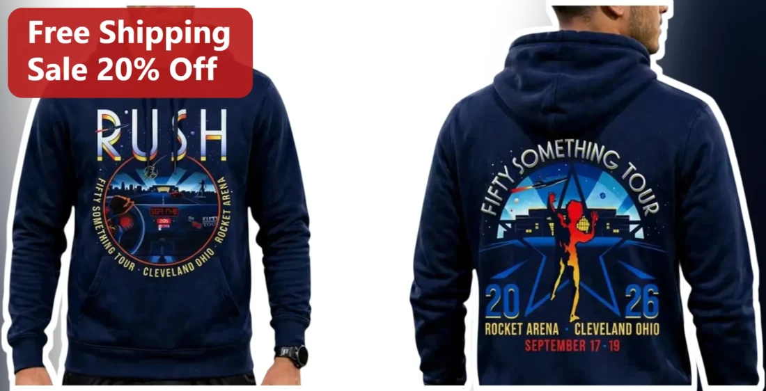 Rush Fifty Something Tour Hoodie Classic Rock Band Merch Concert Apparel Gift for Fans available at our Miami, Florida warehouse