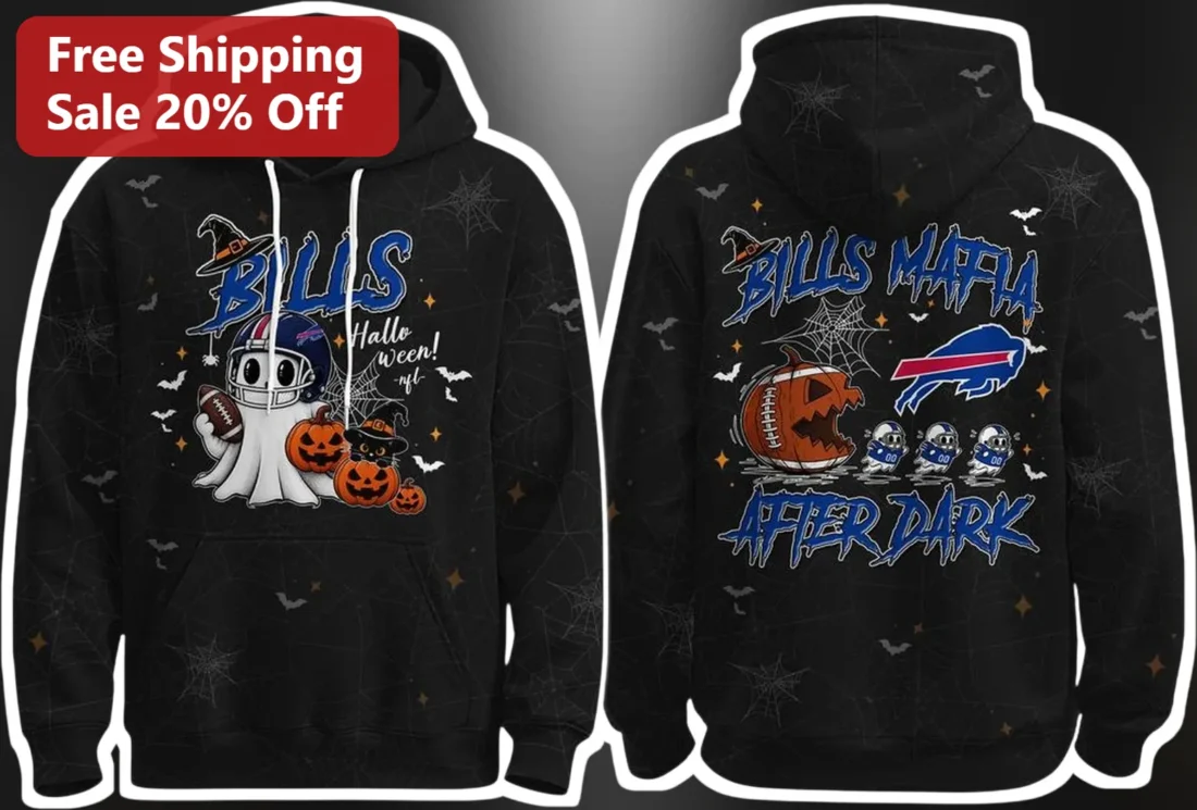 BILLS Mafia Halloween Hoodie Buffalo Bills NFL After Dark Spooky Ghost Football Fan Gift available at our Miami, Florida warehouse