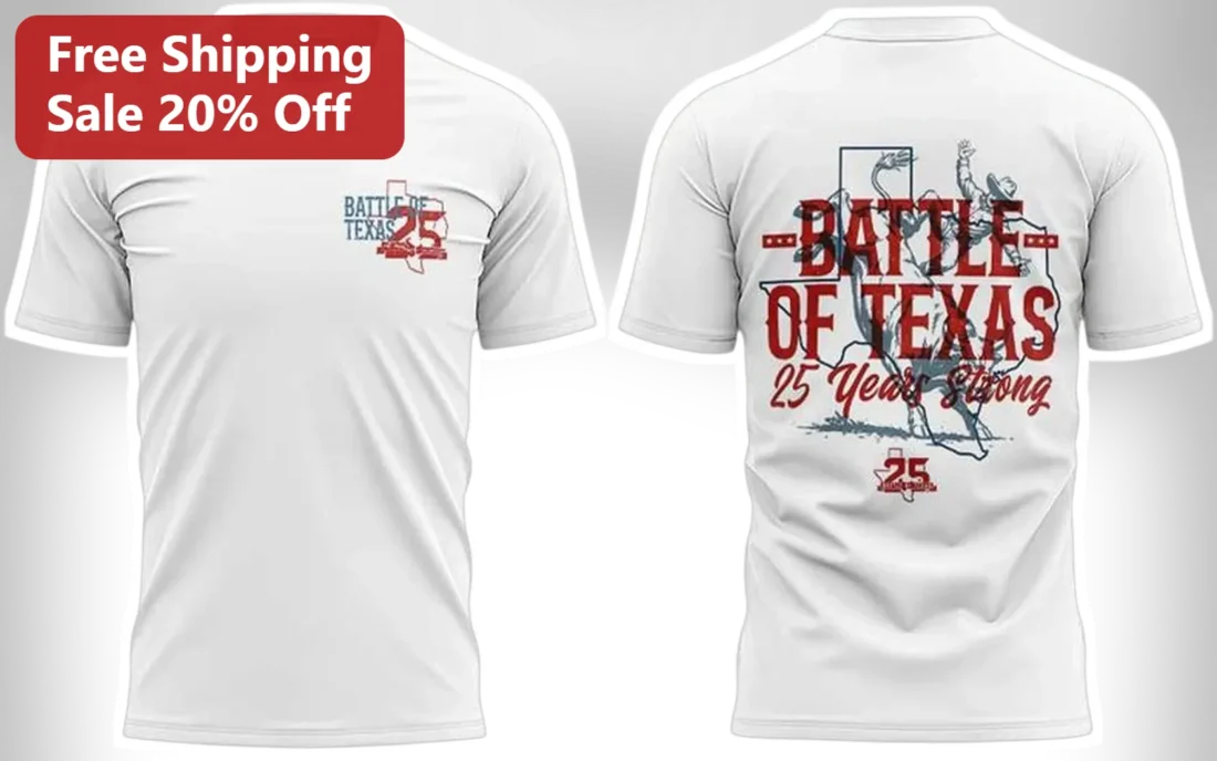 Battle of Texas 25 Years Strong Rodeo Cowboy Graphic Tee available at our Miami, Florida warehouse