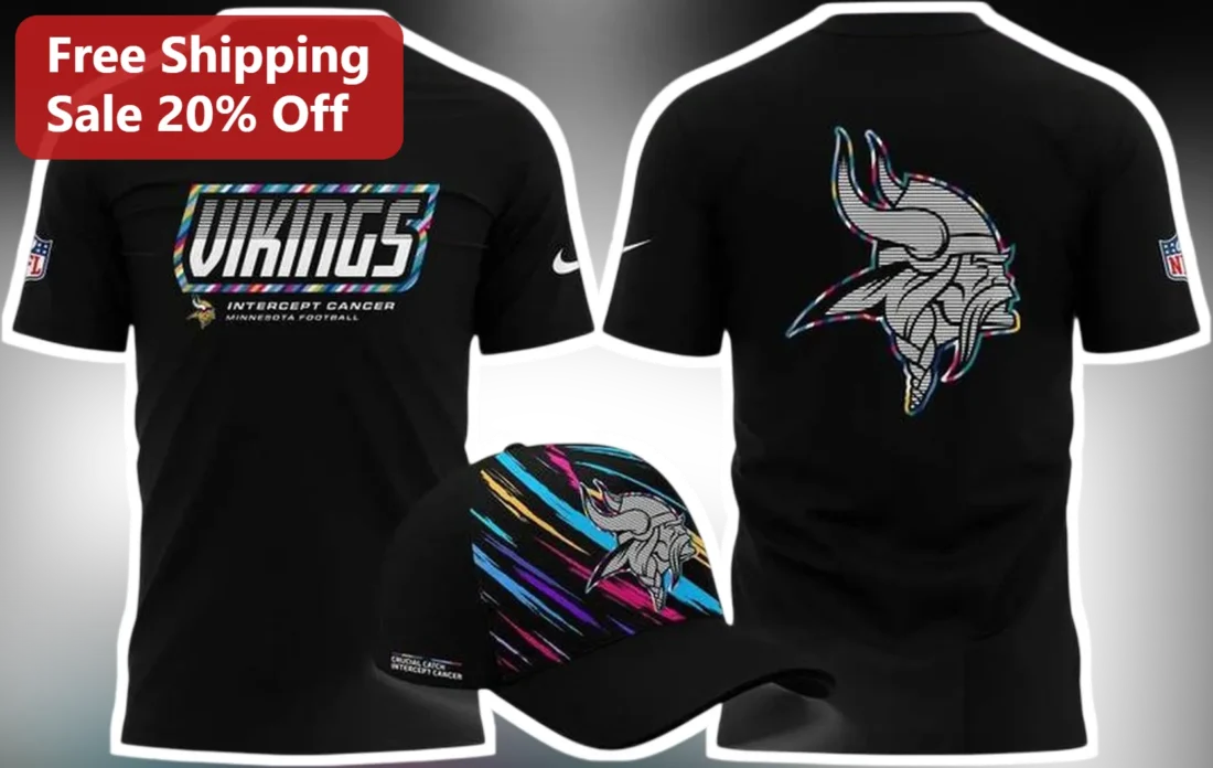 Vikings Intercept Cancer Minnesota Football Tee NFL Crucial Catch Awareness Shirt Gift available at our Miami, Florida warehouse