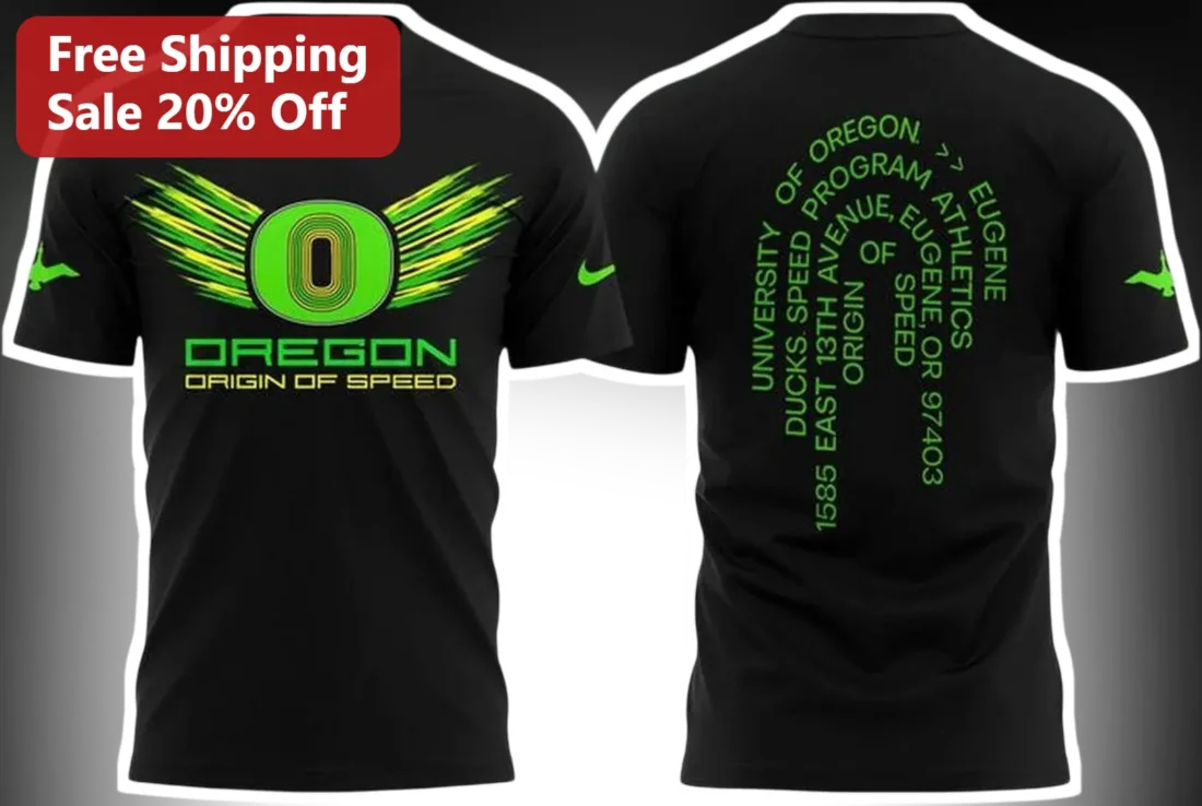 Oregon Origin of Speed University of Oregon Ducks Tee available at our Miami, Florida warehouse