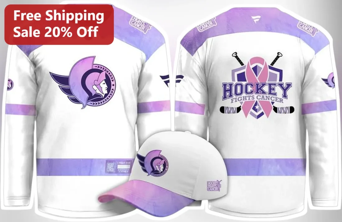 Hockey Fights Cancer Ottawa Senators Jersey NHL Charity Awareness Breast Cancer Support Gift available at our Miami, Florida warehouse