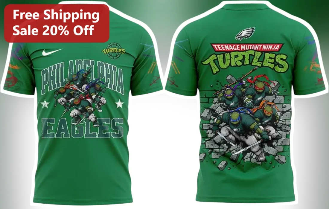 Philadelphia Eagles Teenage Mutant Ninja Turtles Tee Game Day NFL Mashup Gift for Kids Youth available at our Miami, Florida warehouse