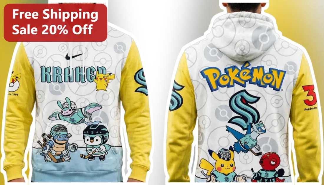 Kraken Pokémon Hoodie Pikachu Seattle NHL Crossover Unisex Sweatshirt available at our Miami, Florida warehouse