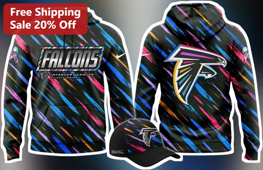 Falcons Intercept Cancer Hoodie Atlanta Falcons NFL Breast Cancer Awareness Month Gear available at our Miami, Florida warehouse