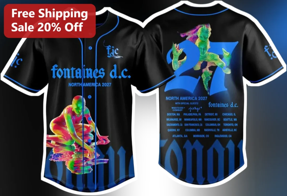 Fontaines D.C. North America 2027 Tour Baseball Jersey available at our Miami, Florida warehouse