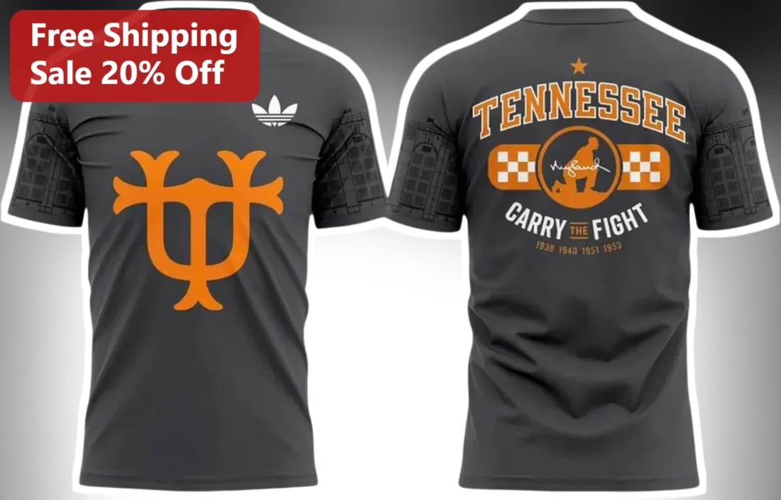 Tennessee Carry The Fight Tee General Neyland Signature College Football Fan Gear available at our Miami, Florida warehouse