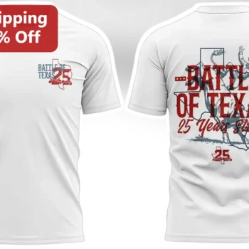 Battle of Texas 25 Years Strong Rodeo Cowboy Graphic Tee available at our Miami, Florida warehouse