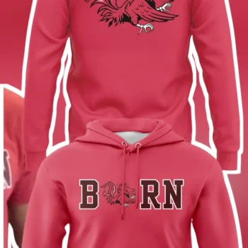 BORN Phoenix Rising Sagittarius Hoodie Red Varsity Graphic Pullover available at our Miami, Florida warehouse